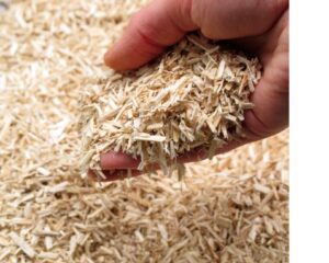 Poussière de bois pour isolation et construction écologique.